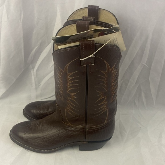 Nocona Cowboy Boots Brown Leather Size 11.5 B NWT READ DEFECT - Picture 8 of 15